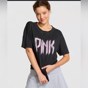 VICTORIAS SECRET PINK LIMITED EDITION RETRO COTTON BOXY TEE
